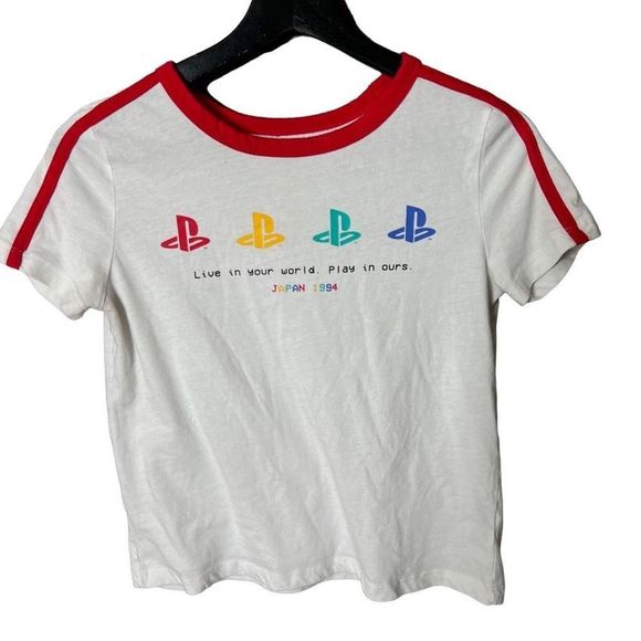 VTG 1994 PlayStation Japan Crop Shirt Womens Small - Picture 1 of 4